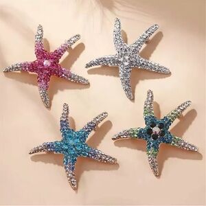 Lucky Brand Colorful Starfish Brooch diamond crystal paved 6 colors options
